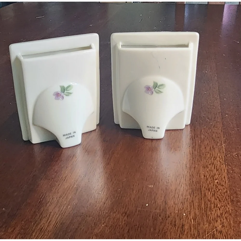 Vtg‎ Pair Of Ceramic Japanese Floral Retro Frames